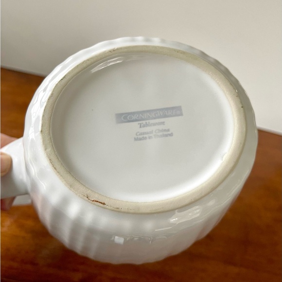 Vintage Corning-ware Tableware French White Ribbed Pitcher, Farmhouse - Picture 8 of 8